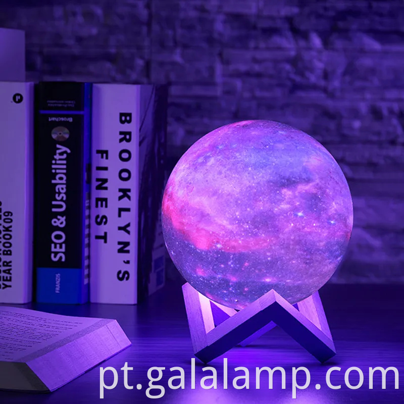 Lâmpada de lua 3D mágica - decoração de luz noturna estrelada e artesanal